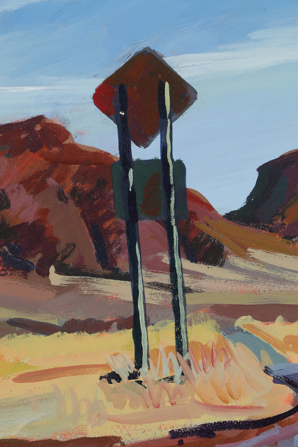 Late 20th-Century Acrylic Painting on Paper "The Biscuit and Mustang MTNS"