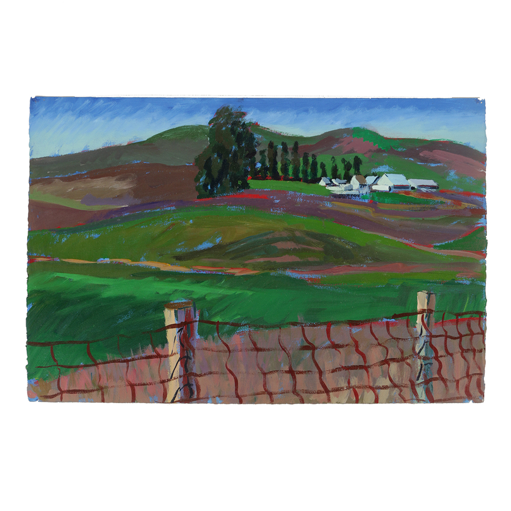 Late 20th-Century Acrylic Painting on Paper "Bianchi's Sonoma County Ranch"