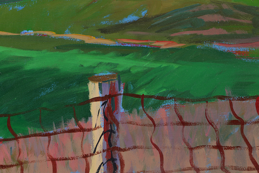 Late 20th-Century Acrylic Painting on Paper "Bianchi's Sonoma County Ranch"