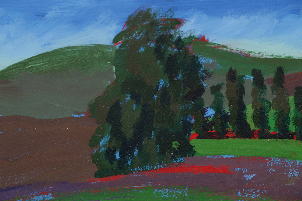 Late 20th-Century Acrylic Painting on Paper "Bianchi's Sonoma County Ranch"