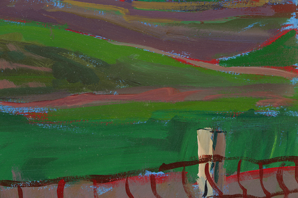 Late 20th-Century Acrylic Painting on Paper "Bianchi's Sonoma County Ranch"
