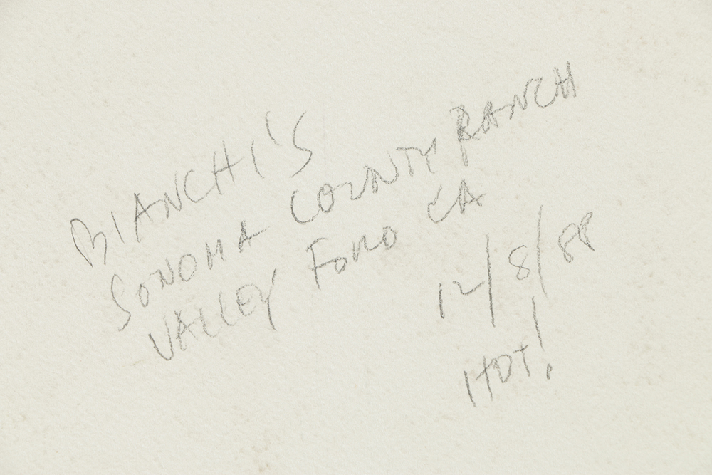 Late 20th-Century Acrylic Painting on Paper "Bianchi's Sonoma County Ranch"