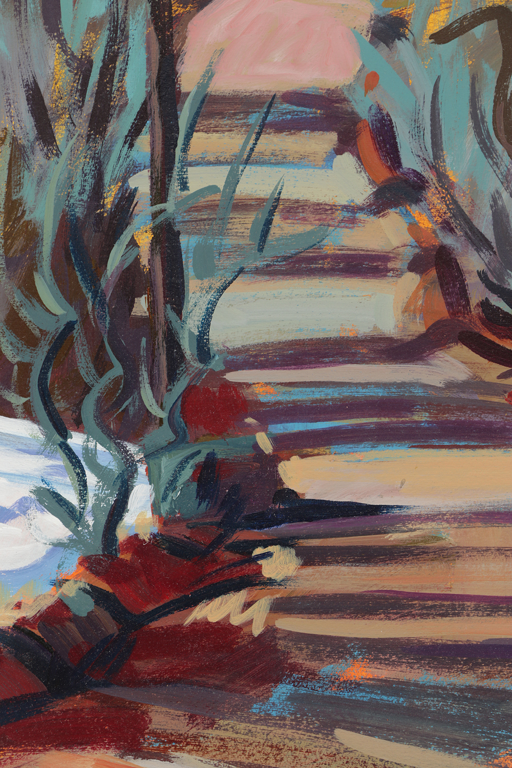 Late 20th-Century Acrylic Painting on Paper "Cerro Gordo Road"