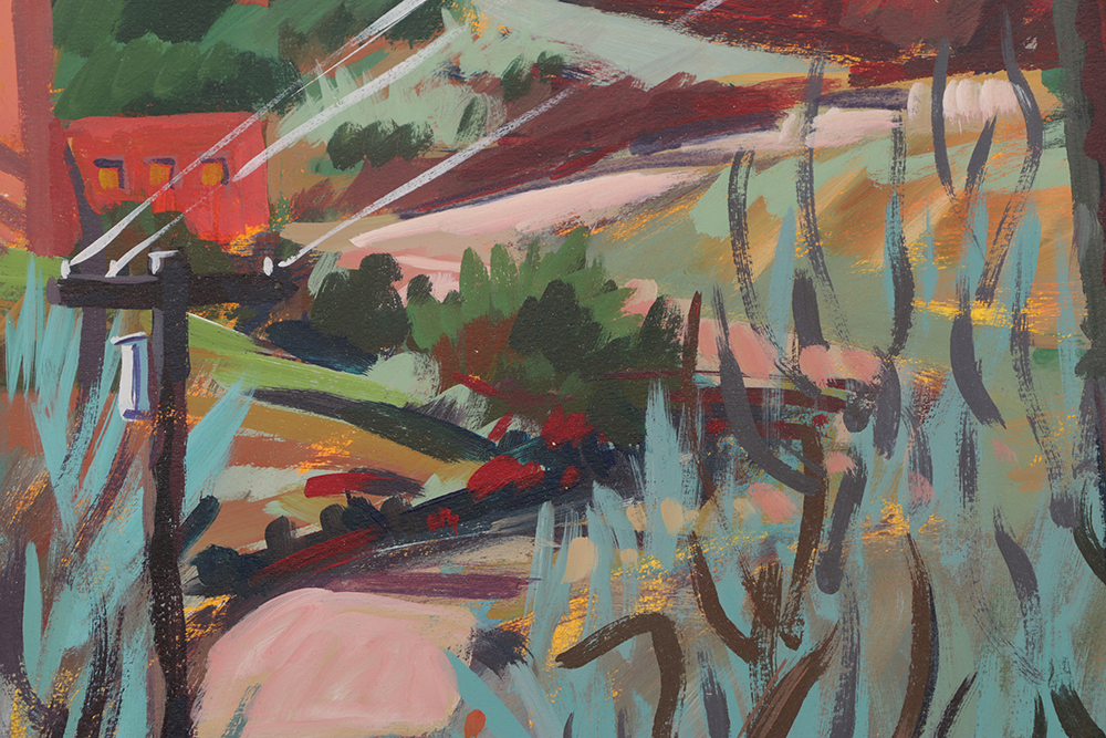 Late 20th-Century Acrylic Painting on Paper "Cerro Gordo Road"