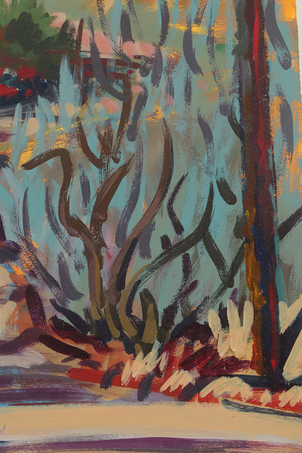 Late 20th-Century Acrylic Painting on Paper "Cerro Gordo Road"