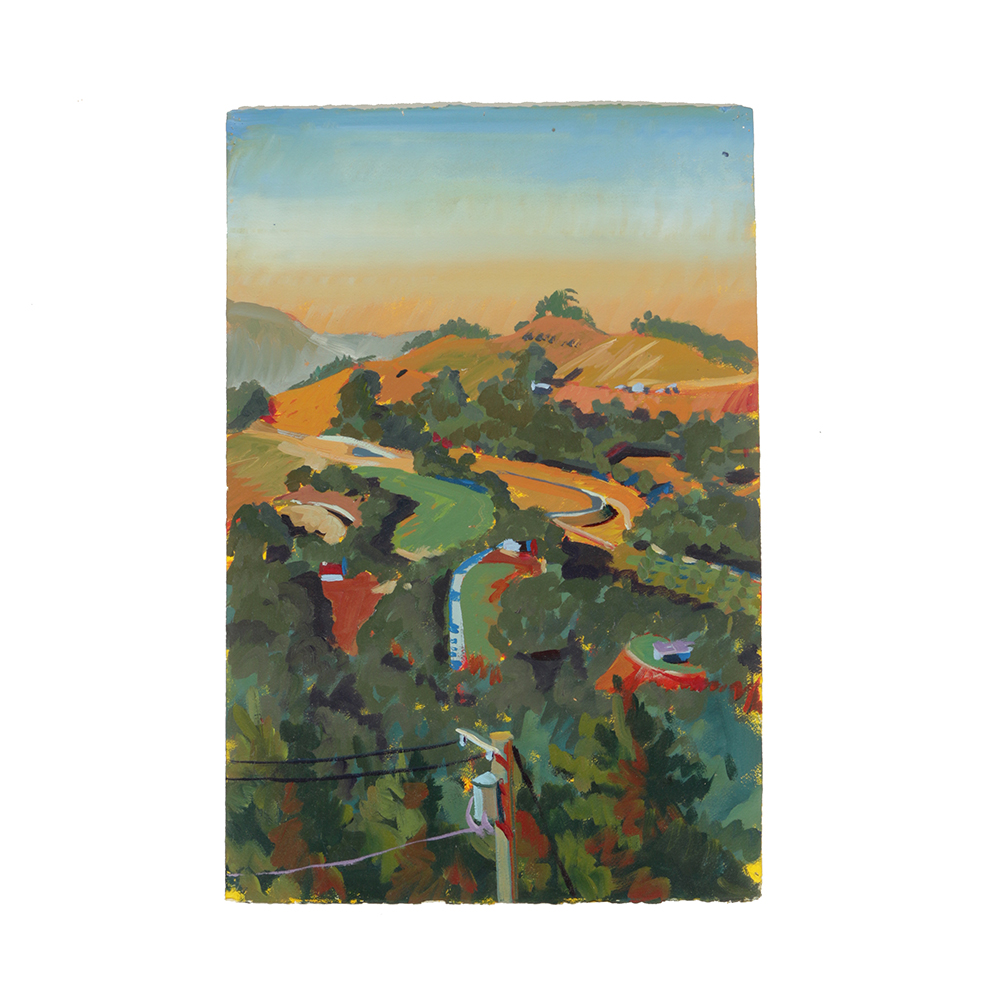 Late 20th-Century Acrylic Painting on Paper "Saratoga Hills"
