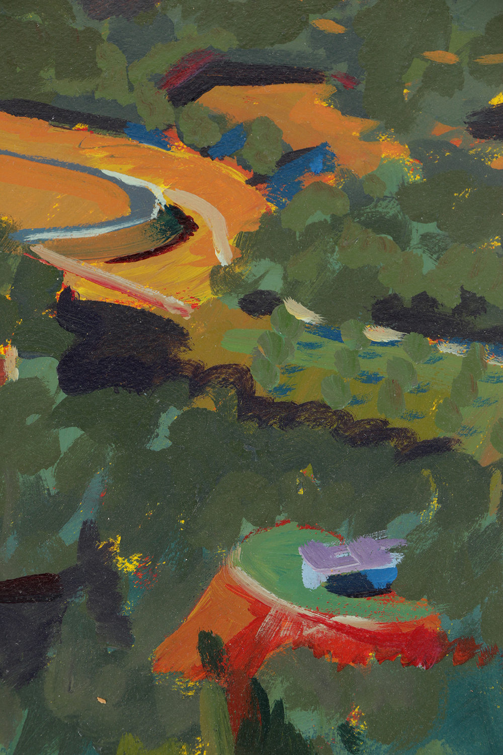 Late 20th-Century Acrylic Painting on Paper "Saratoga Hills"