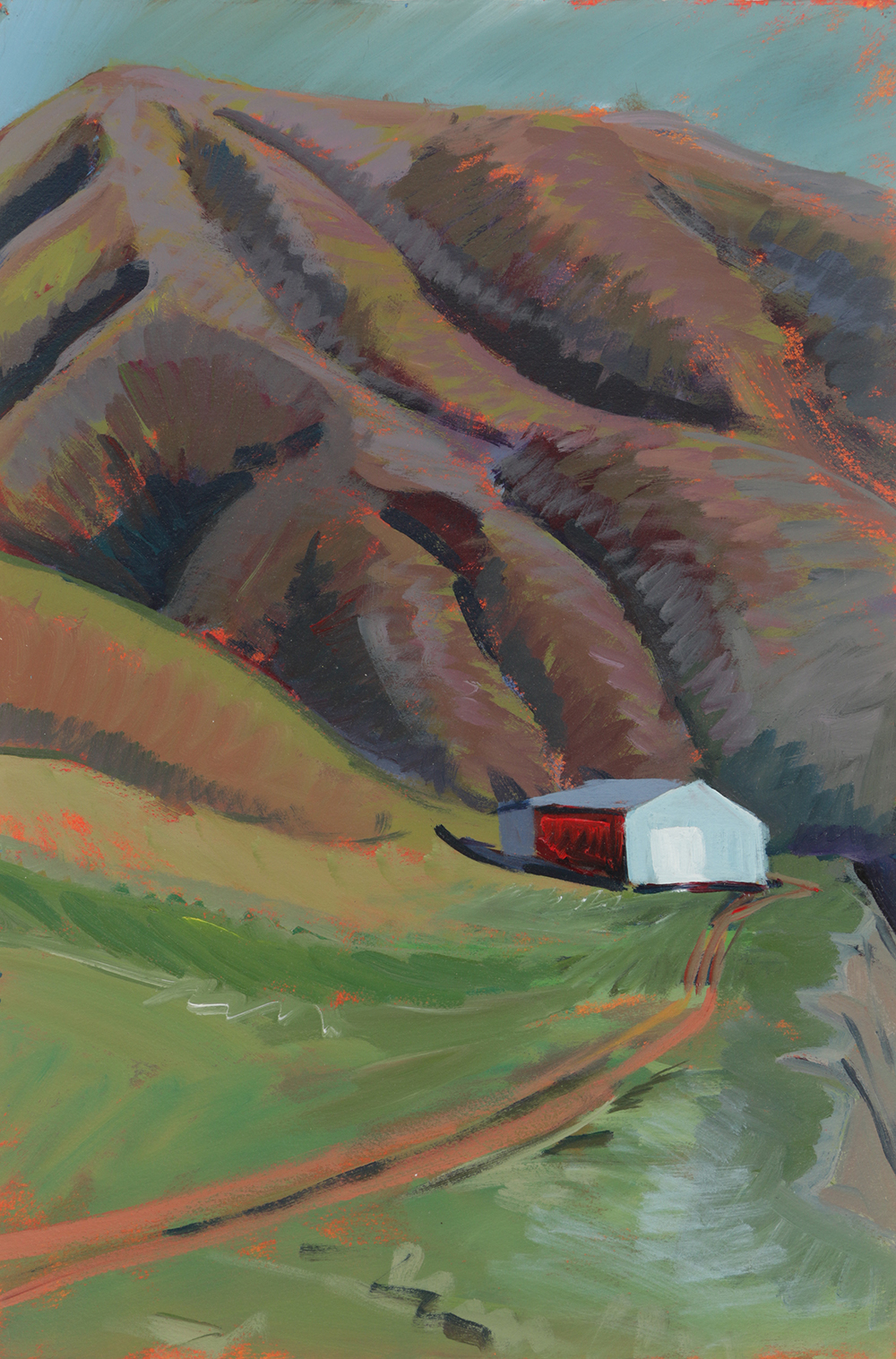 Late 20th-Century Acrylic Painting on Arches Paper "Sun vs Fog"