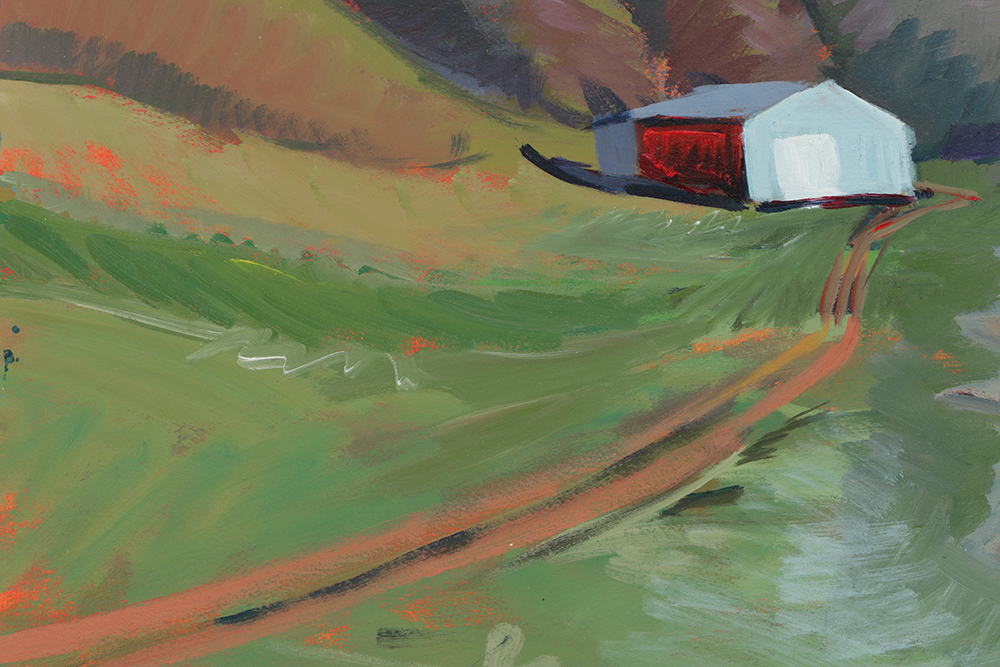 Late 20th-Century Acrylic Painting on Arches Paper "Sun vs Fog"