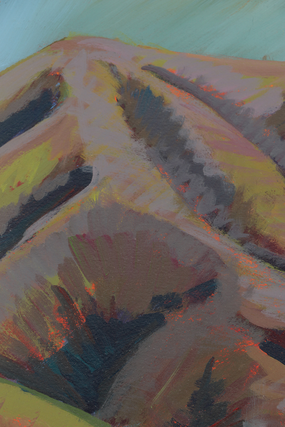 Late 20th-Century Acrylic Painting on Arches Paper "Sun vs Fog"