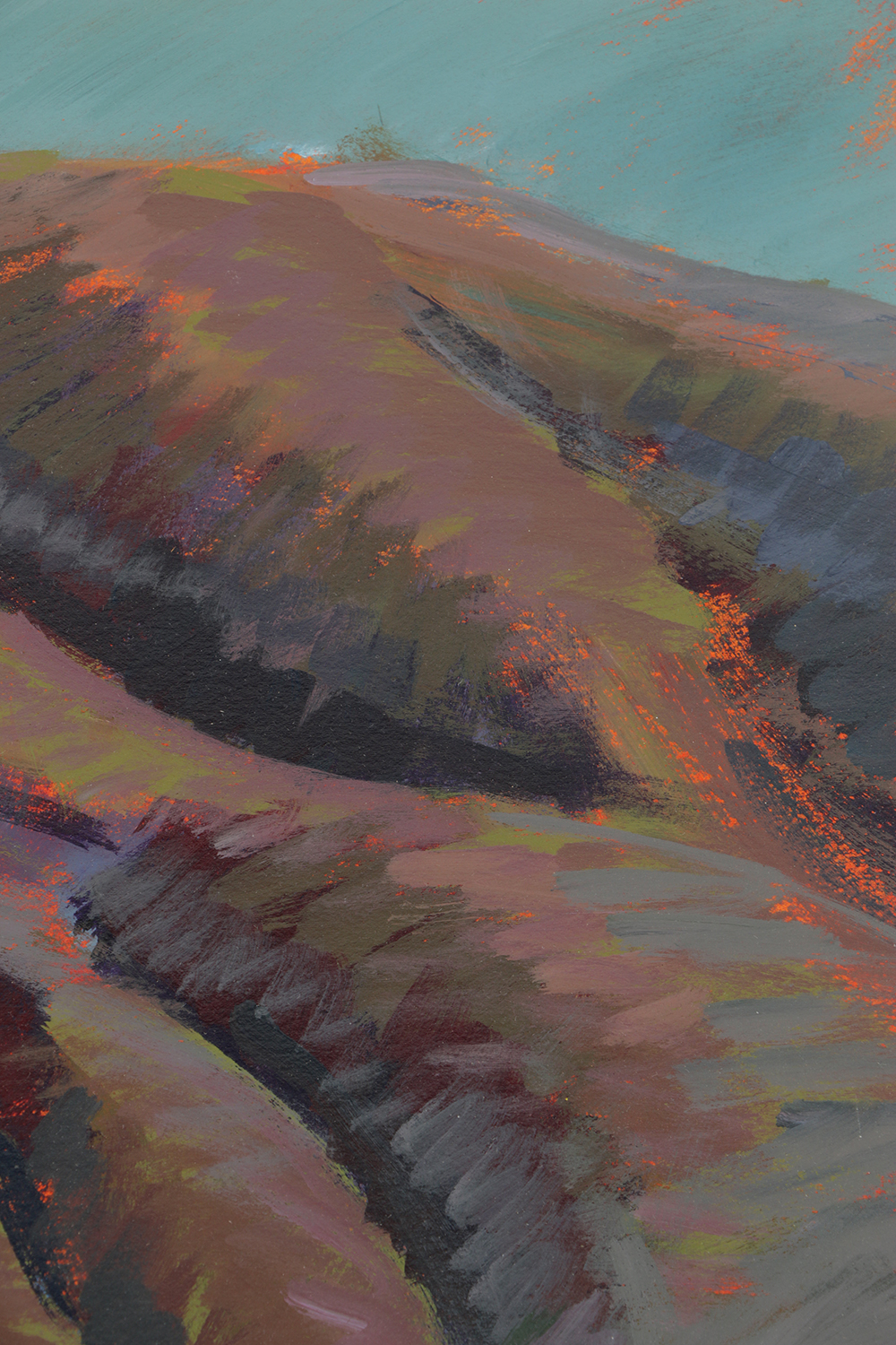 Late 20th-Century Acrylic Painting on Arches Paper "Sun vs Fog"