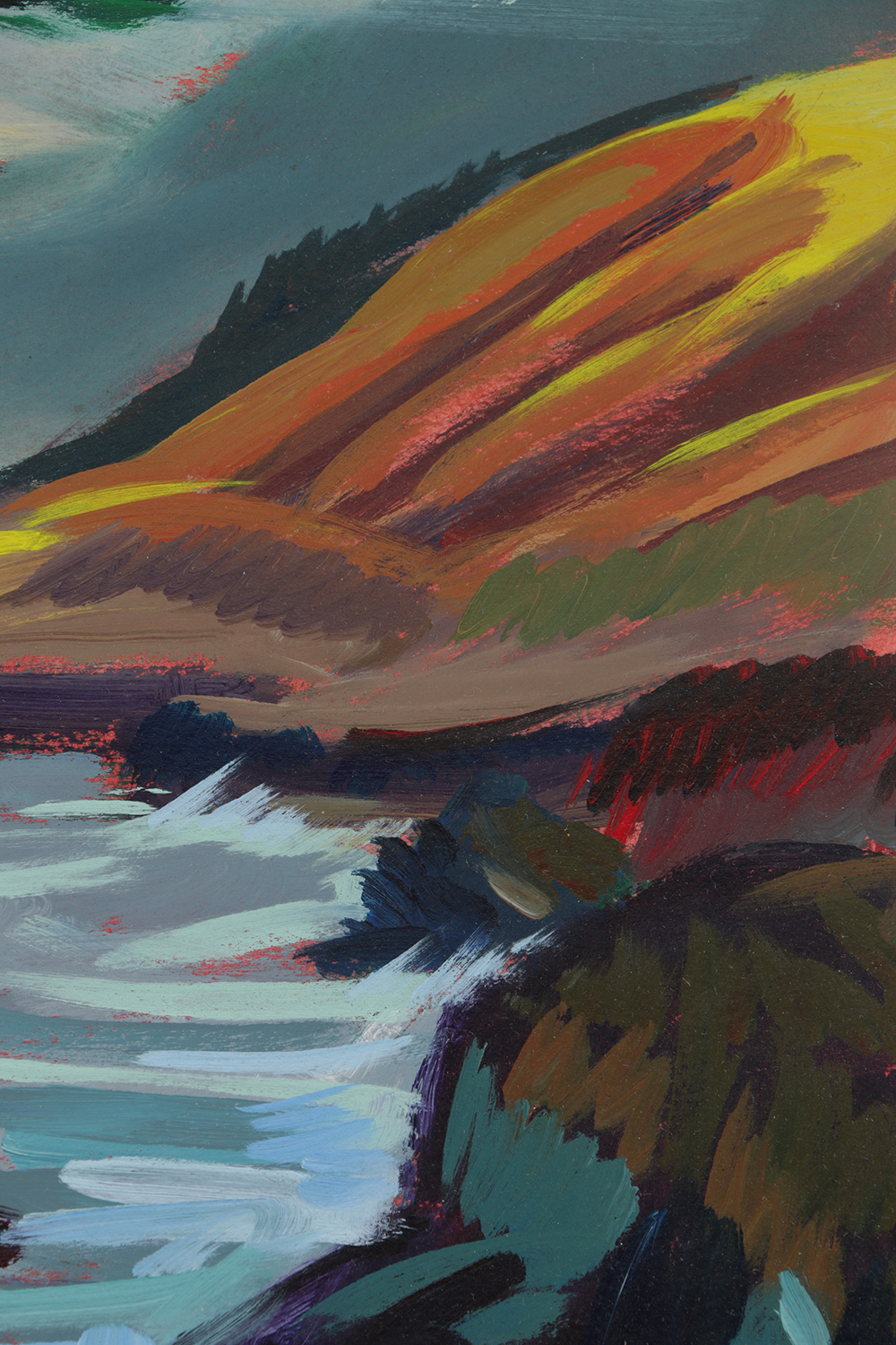 Late 20th-Century Acrylic Painting on Paper "The Sea and the Tree"