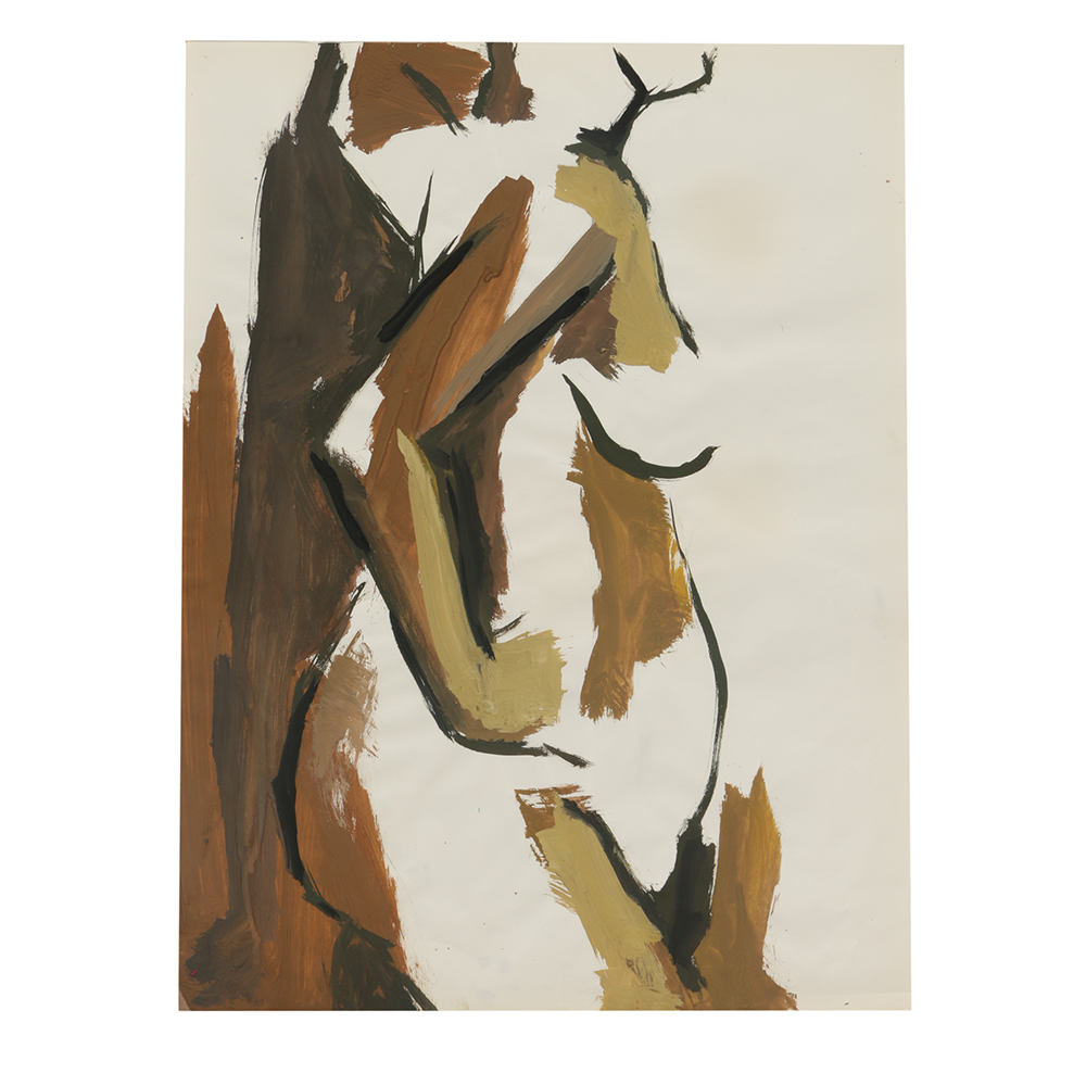 Original Acrylic Painting on Paper of a Female Nude