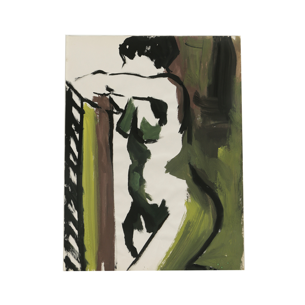 Original Acrylic Painting on Paper of a Female Nude