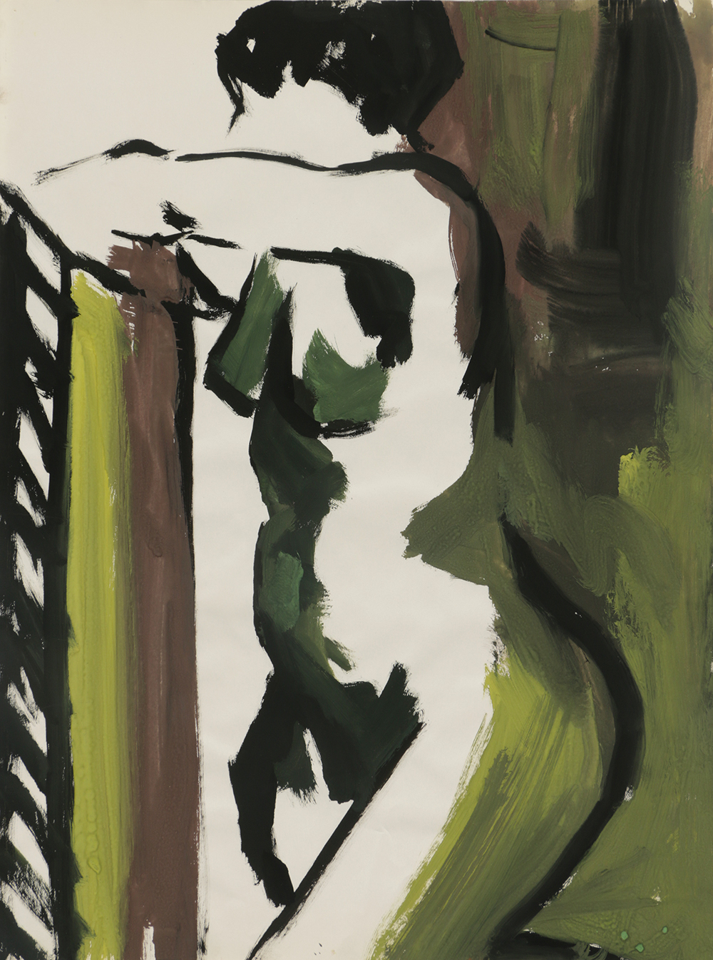 Original Acrylic Painting on Paper of a Female Nude