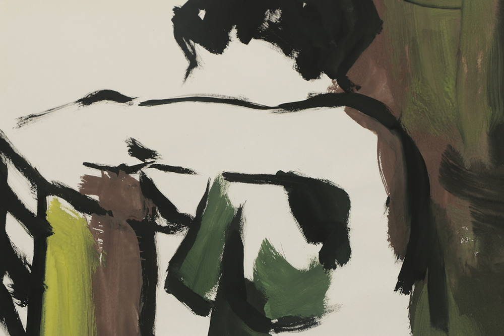 Original Acrylic Painting on Paper of a Female Nude