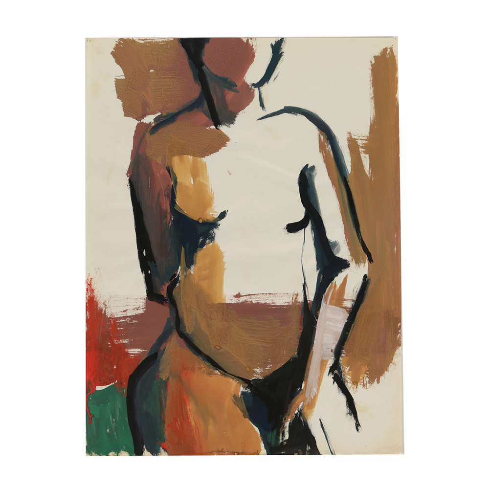 Original Acrylic Painting on Paper of a Female Nude
