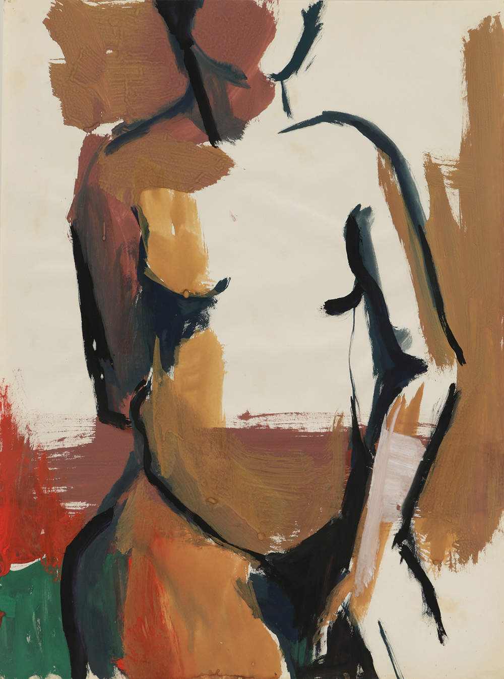Original Acrylic Painting on Paper of a Female Nude