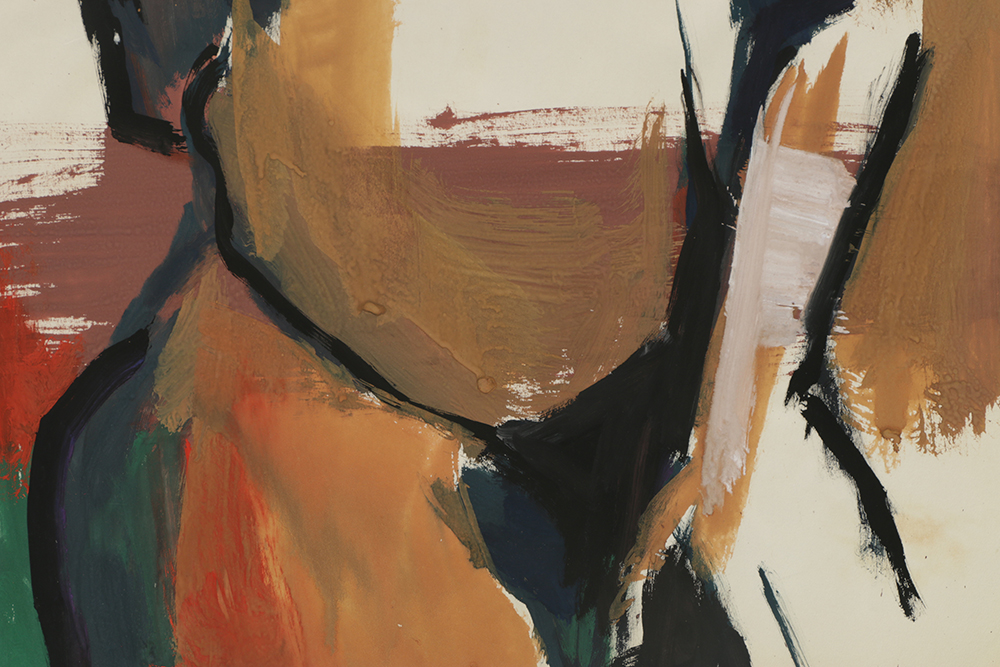 Original Acrylic Painting on Paper of a Female Nude