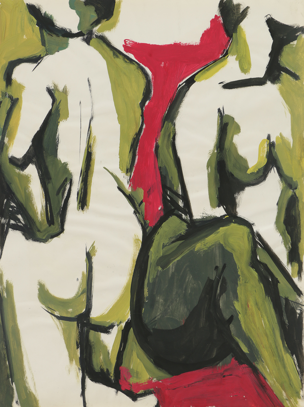 Original Acrylic Painting on Paper of a Pair of Female Nudes