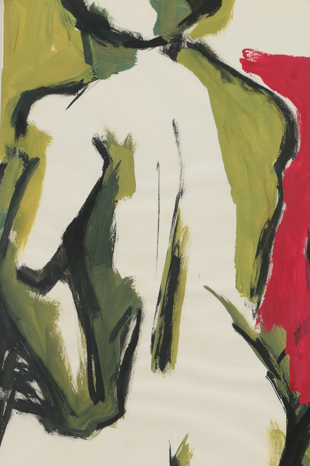 Original Acrylic Painting on Paper of a Pair of Female Nudes