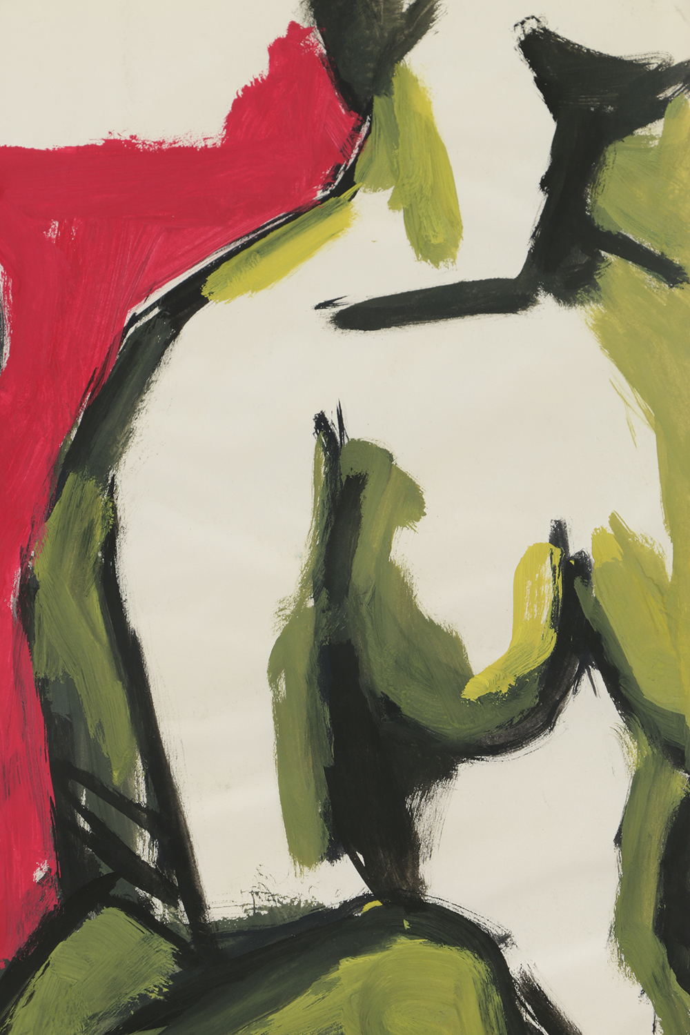 Original Acrylic Painting on Paper of a Pair of Female Nudes