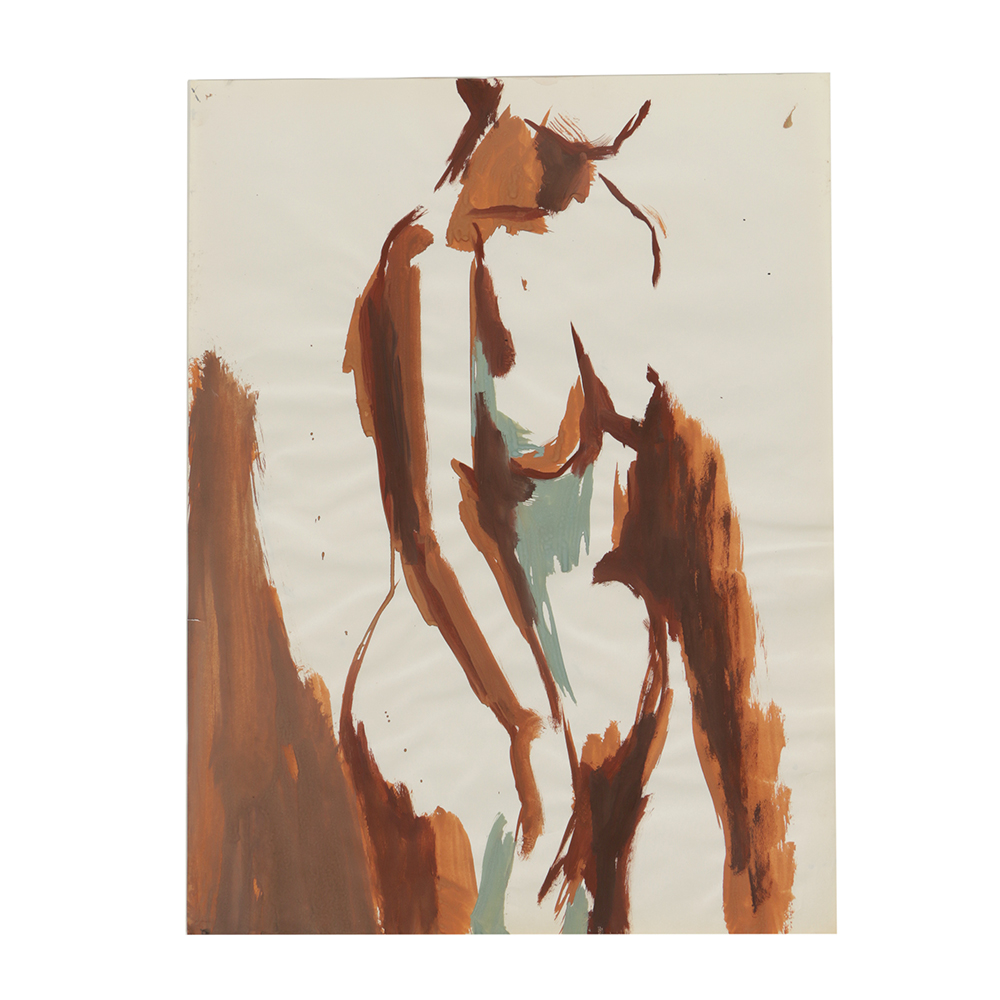 Original Acrylic Painting on Paper of a Female Nude