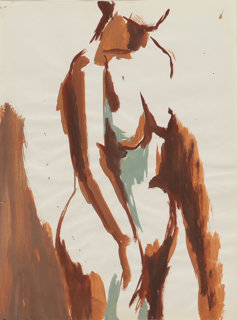Original Acrylic Painting on Paper of a Female Nude