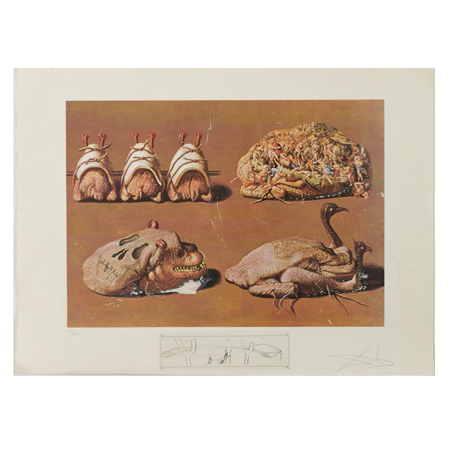 Salvador Dalí Limited Edition Photolithograph on Rives Paper "Les Caprices Pinces Princiers" From "Les Diners de Gala"