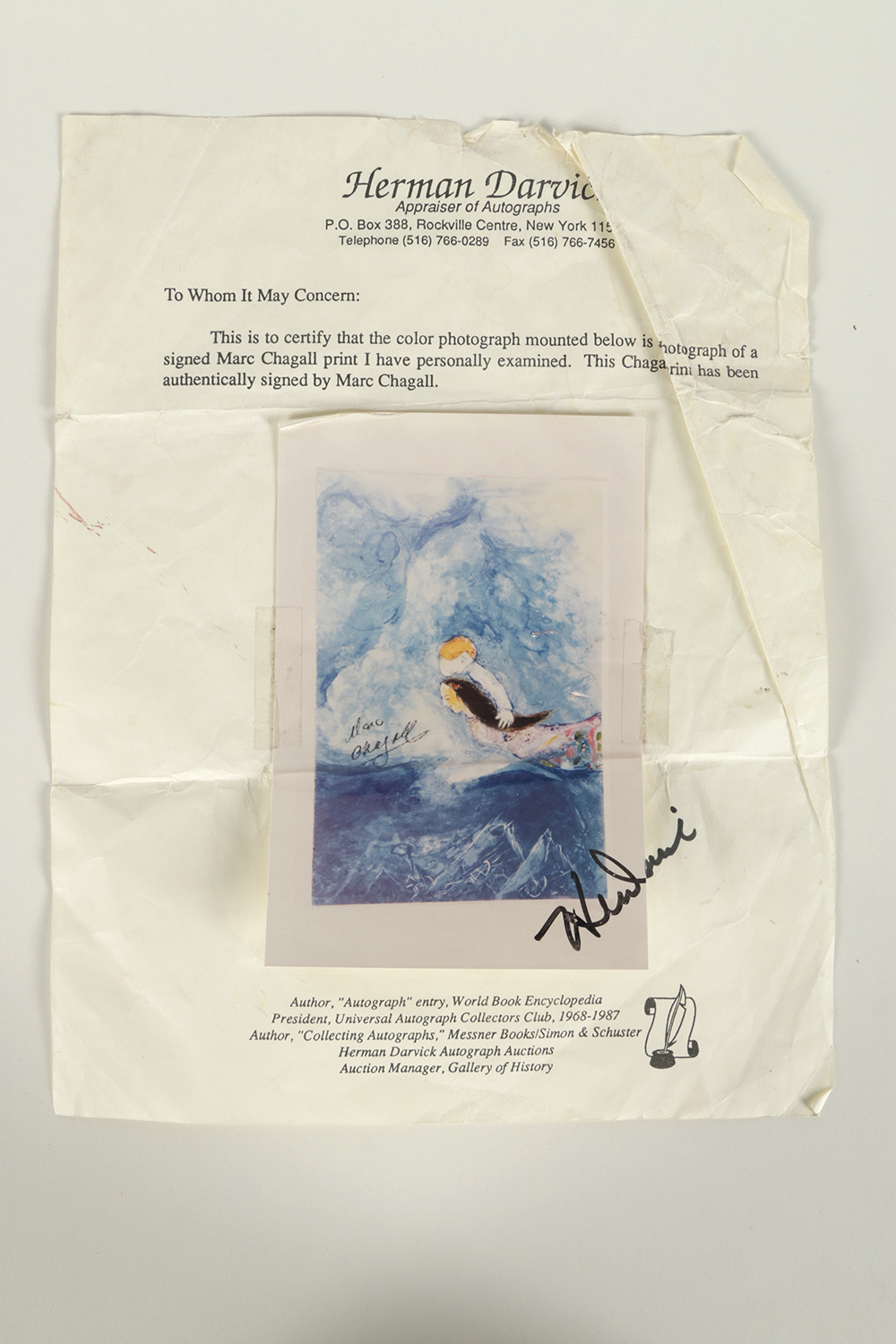 "Aleko and Zemphira by Moonlight" After Marc Chagall Offset Lithograph