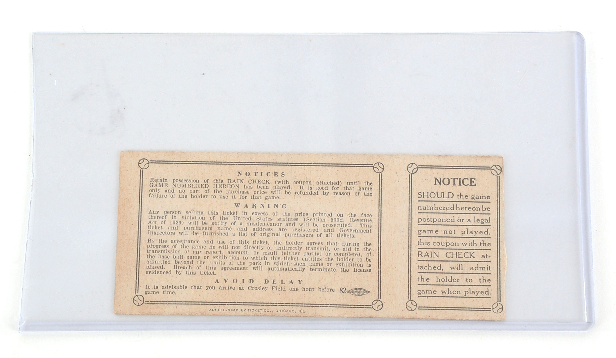 1940 Cincinnati Reds Vs. Detroit Tigers World Series Ticket