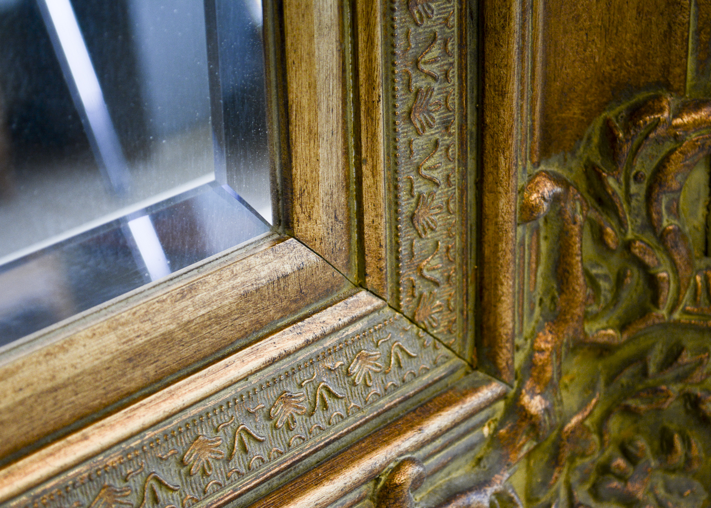 Substantial Vintage Ornate Beveled Mirror