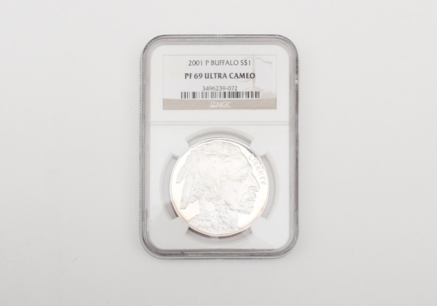 2001P Buffalo Silver Dollar NGC Graded PF 69 Ultra Cameo