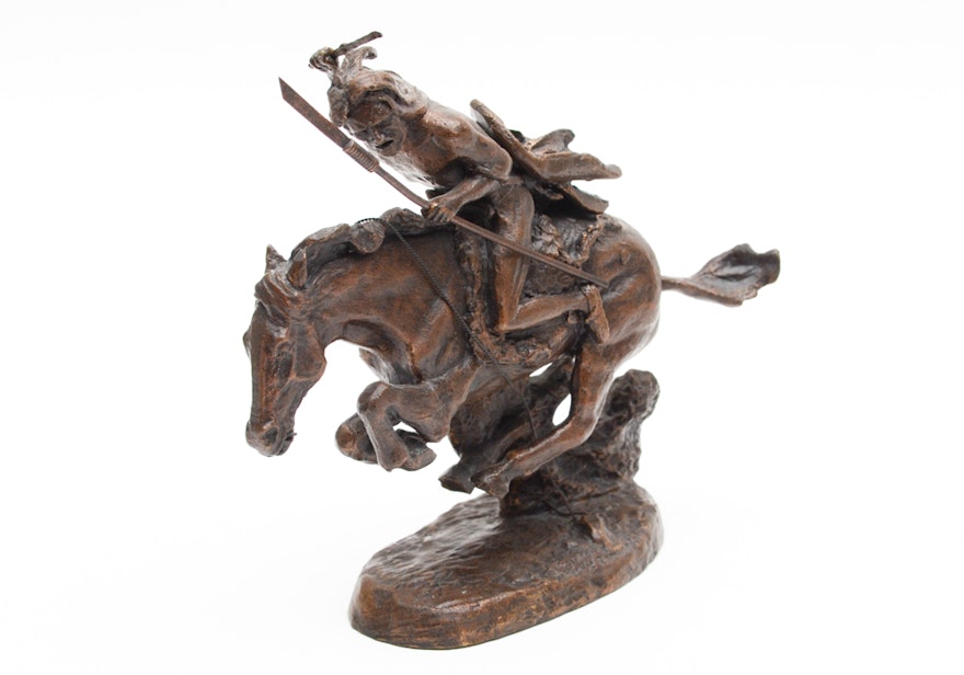 After Frederic Remington Franklin Mint Issue Bronze Sculpture "The Cheyenne"