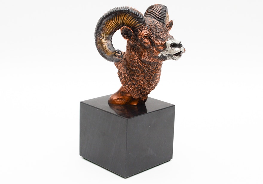 Kitty Cantrell Limited Edition Mixed Media Big Horn Sculpture "Mountain Majesty"