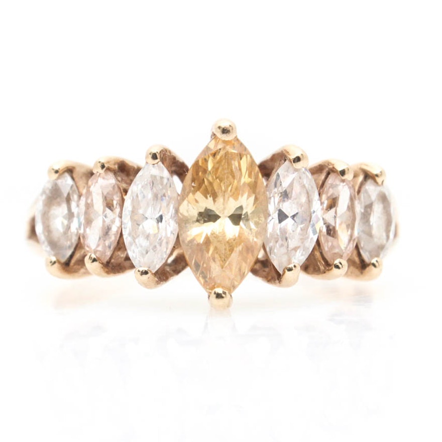 10K Yellow Gold Imitation Gemstone Ring