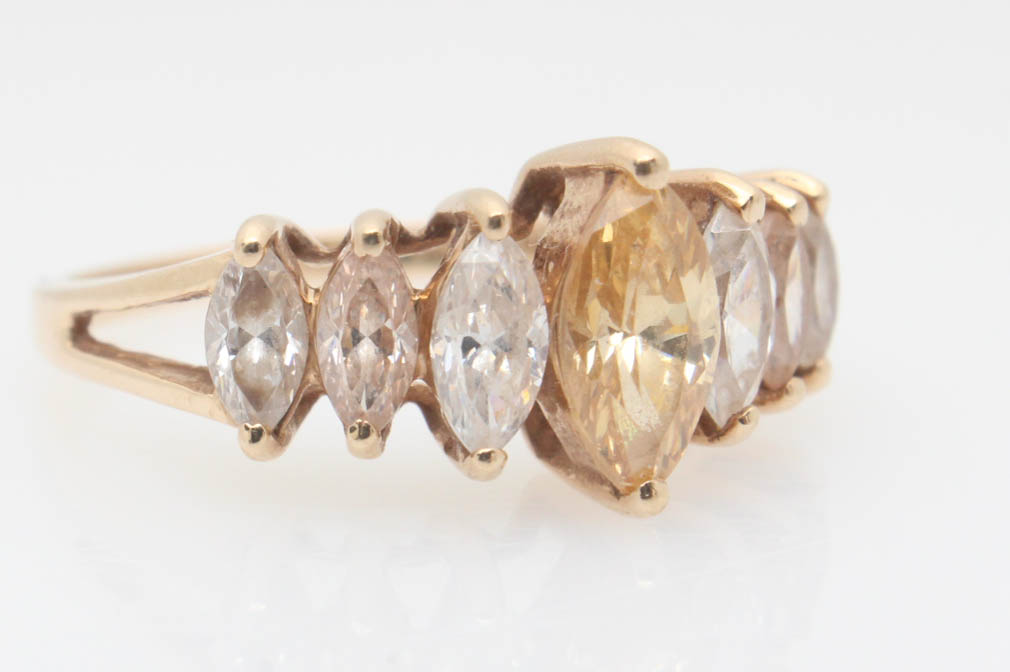 10K Yellow Gold Imitation Gemstone Ring