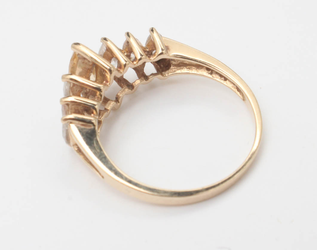 10K Yellow Gold Imitation Gemstone Ring