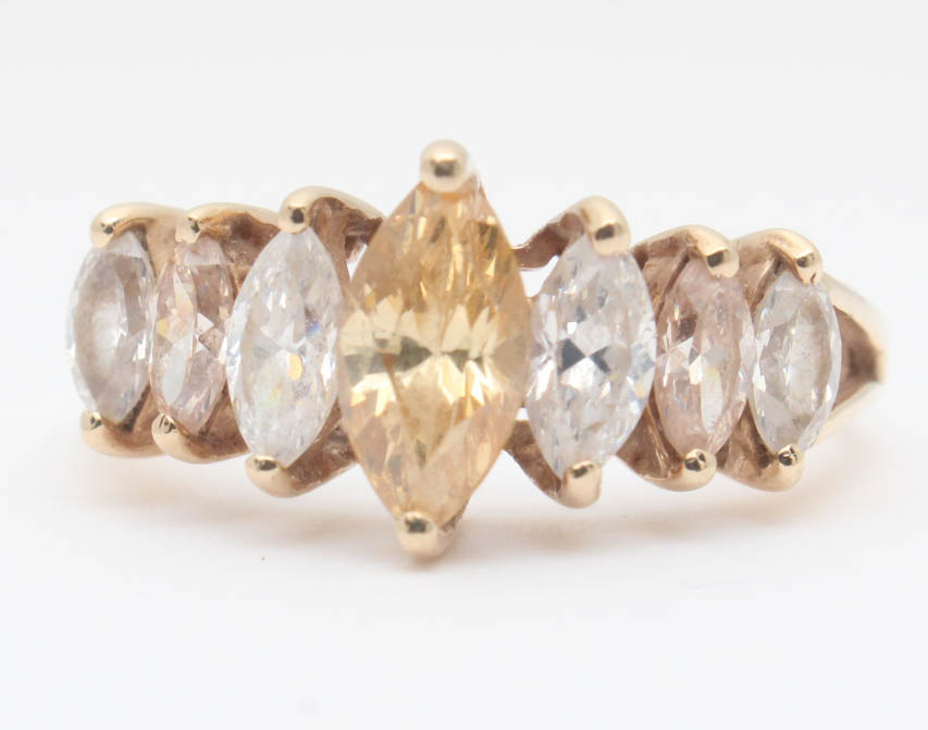 10K Yellow Gold Imitation Gemstone Ring