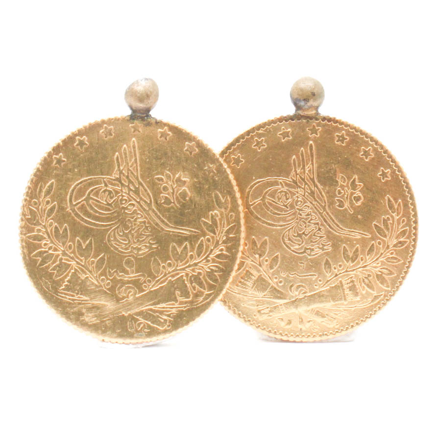 14K Yellow Gold Coin Earrings