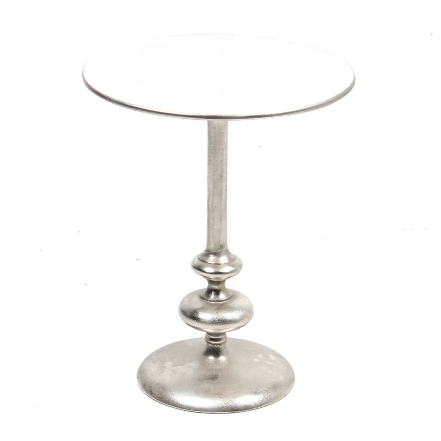 Modern Cast Metal and Enameled White Top Side Table