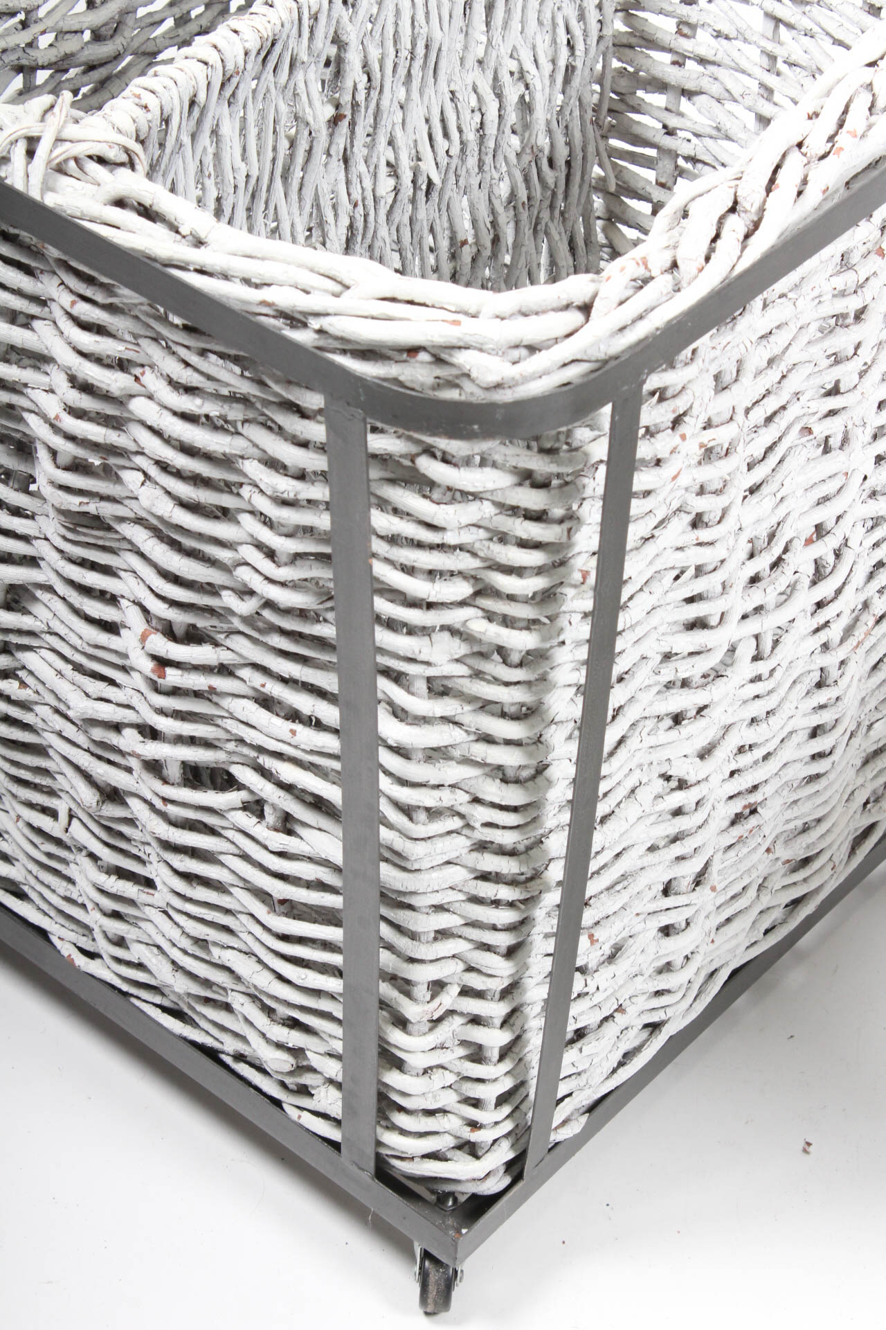 Metal Framed Twig Baskets on Casters
