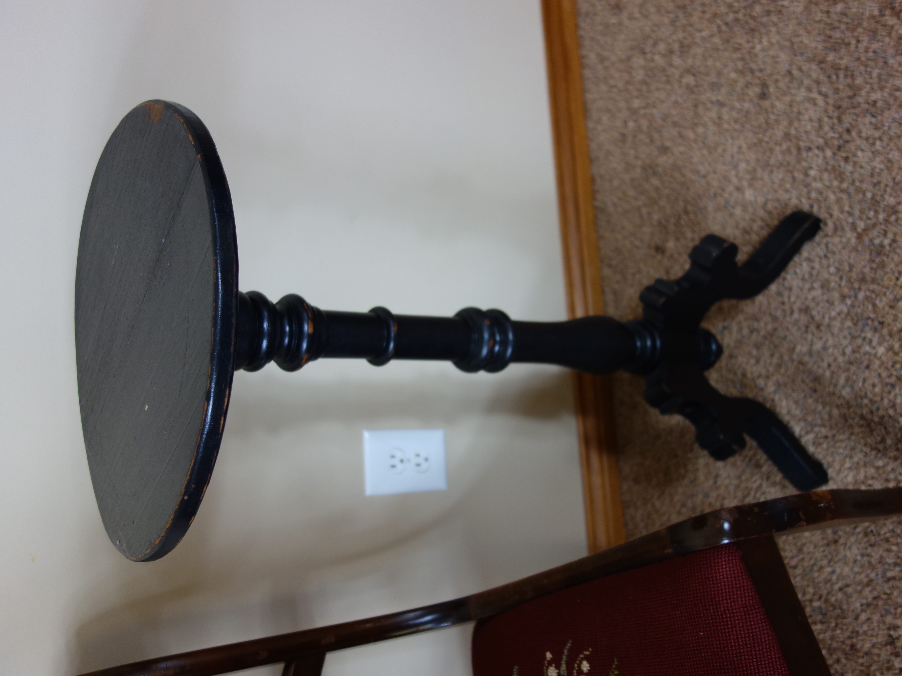 Victorian Side Chair, Plant Stand, Brass Lamp and Pillow