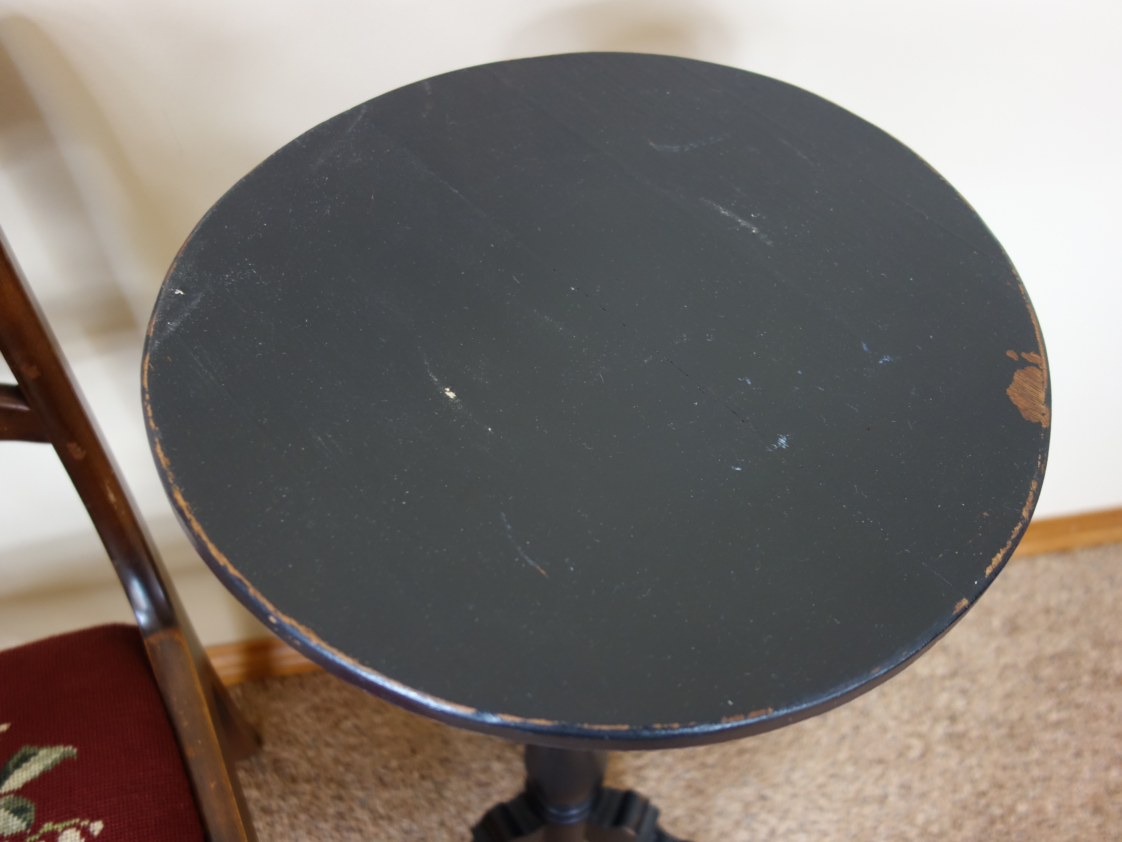 Victorian Side Chair, Plant Stand, Brass Lamp and Pillow