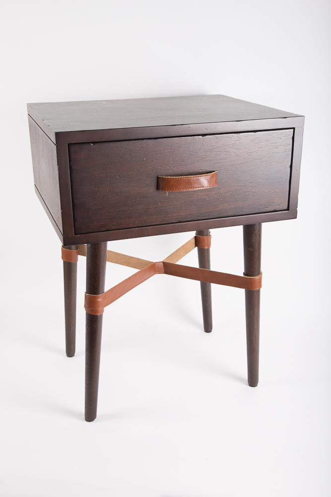 Wood and Leather Side Table