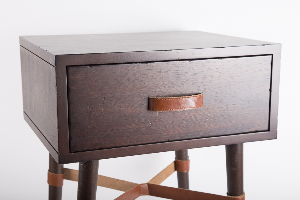 Wood and Leather Side Table