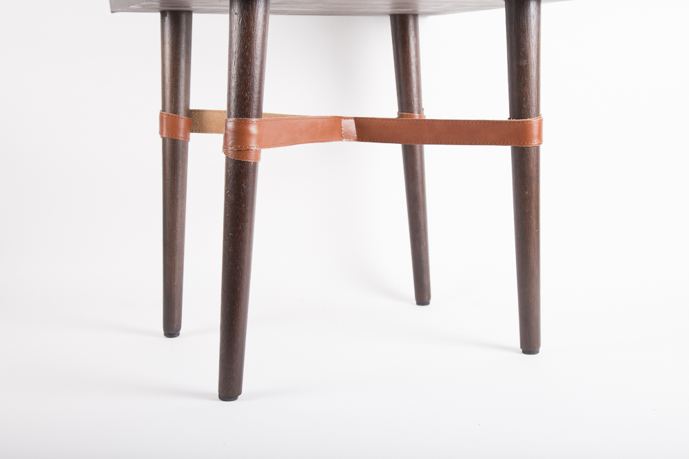 Wood and Leather Side Table