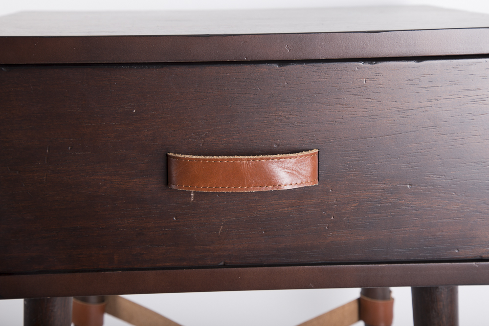 Wood and Leather Side Table
