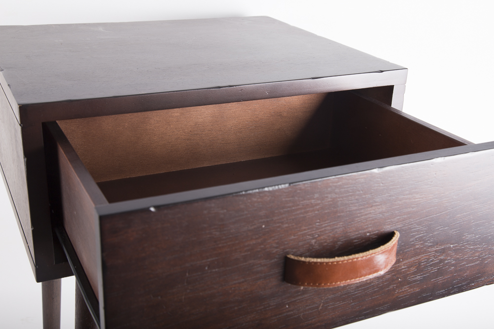 Wood and Leather Side Table