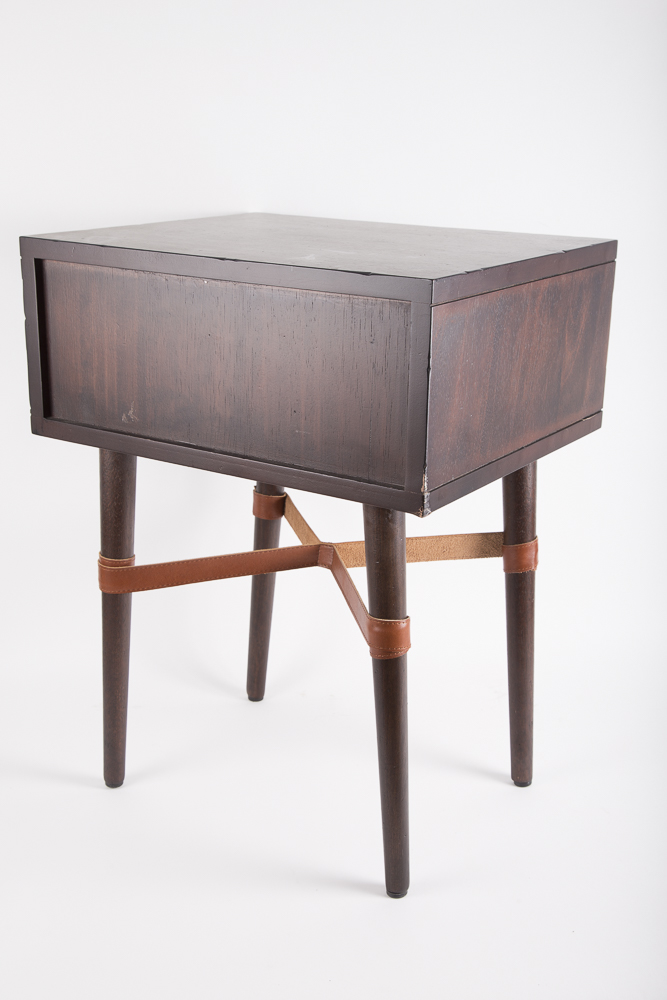 Wood and Leather Side Table